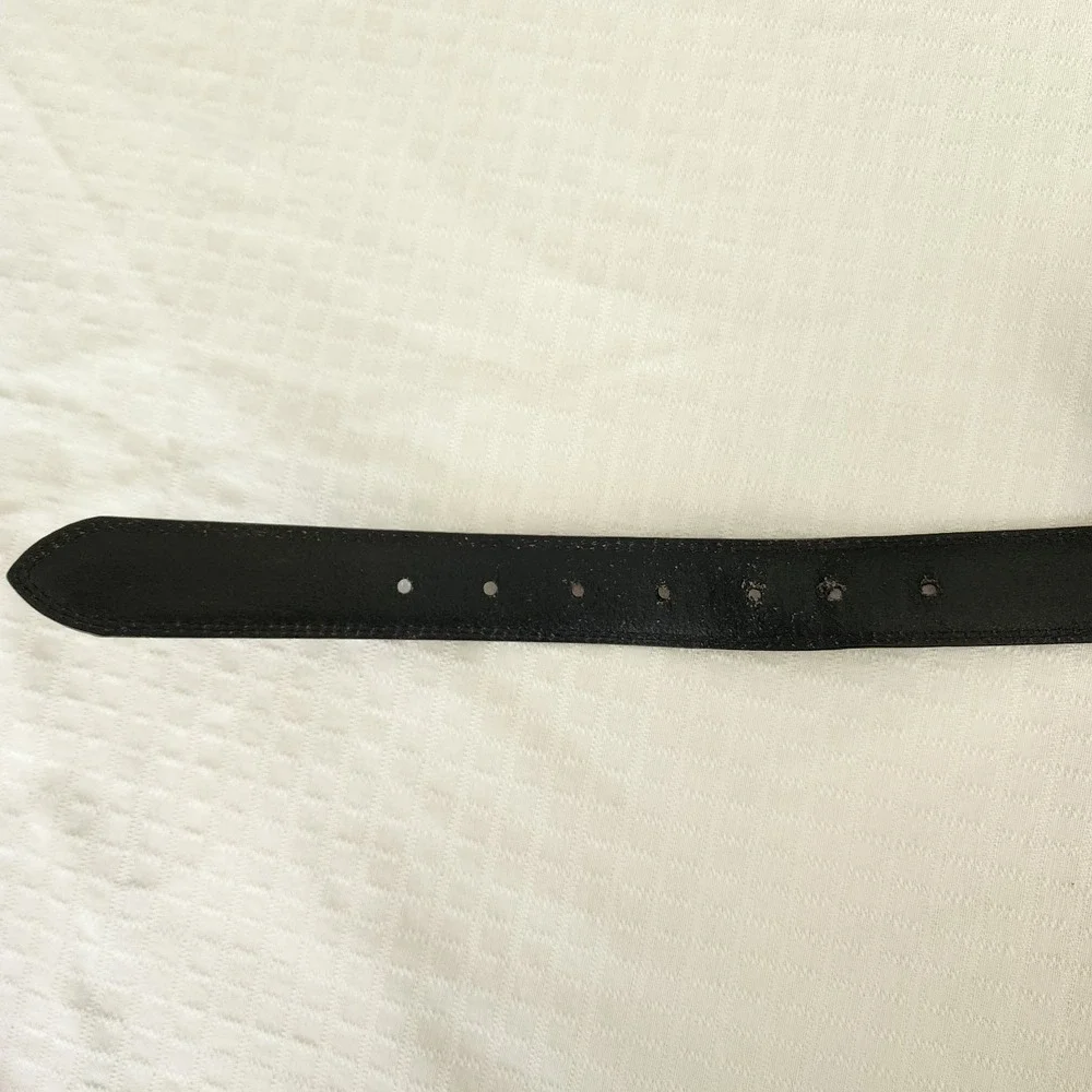 Trafalgar Men‎ Black Genuine Leather Dress Belt Silver Buckle 46